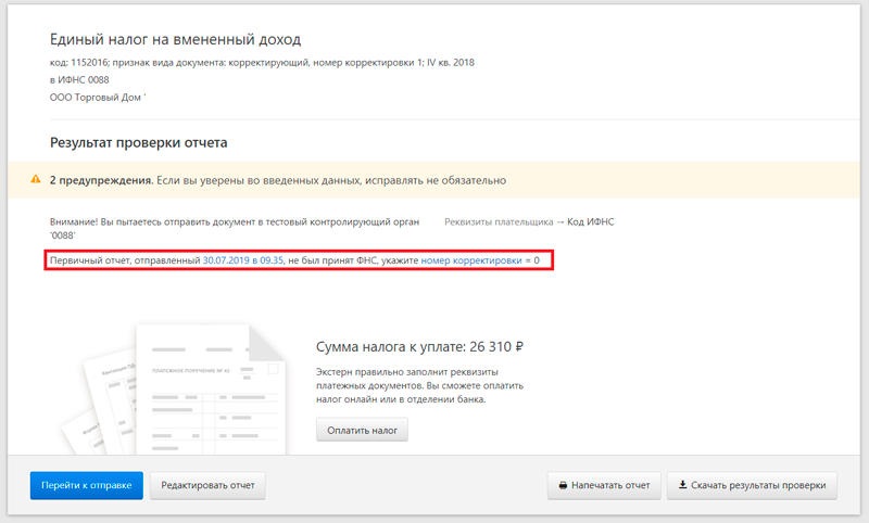ФНС не принят отчет